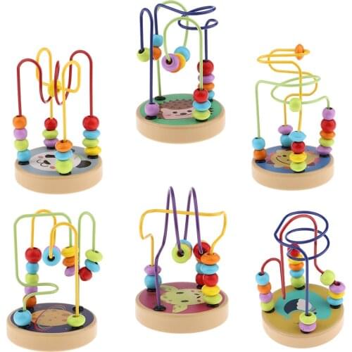 Classic Bead Maze Cube Toy Roller Coaster Game Wooden Activity Cube Toys Baby Educational Baby Math Toys