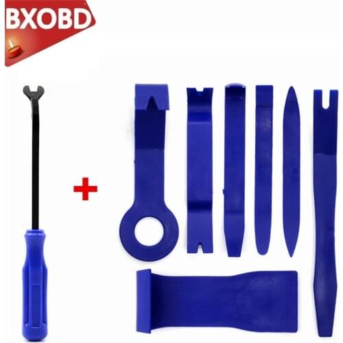 1pc Car Door Panel Removal Tool + 4PCS/7PCS Panel Audio Trim Removal Tools Audio Door Clip Dash Pry Tools Automobile Nail Puller