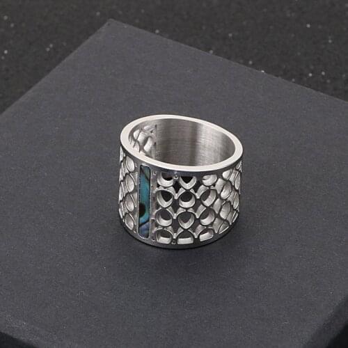 Hot 11mm Stainless Steel Gold Silver color ring Wide Flat Ring Hollow Matt Rings for Men Party Jewelry