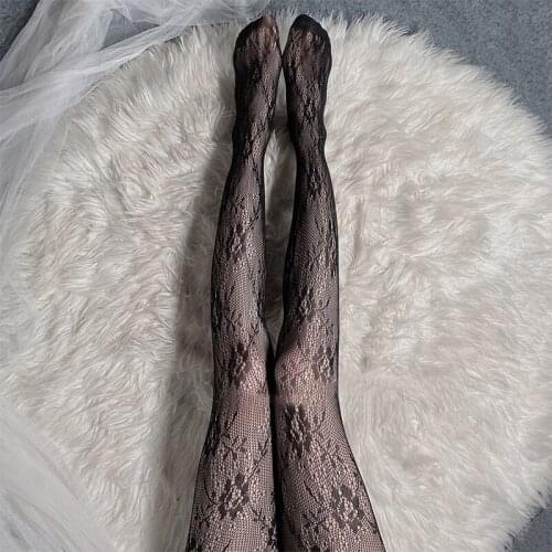 Black Tights Sweet Fishnet Pink Sexy Tights Ultra Thin Printing Transparent Pantyhose Retro Versatile Leg Stockings