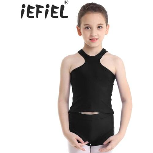 Kids Girls Ballet Dance Outfit Racer Front and Back Tank Top with Bottoms Set for Ballet Dance Gym Workout Sports Exercise Set