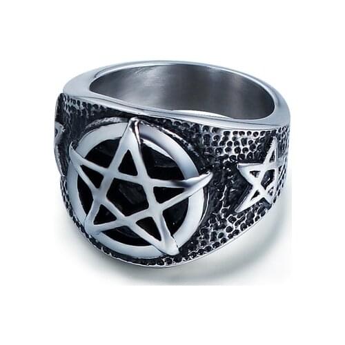Poay Jewelry Creative Rustless Pentagram 316 Stainless Steel Ring