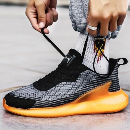 Summer Breathable Sport Men Black Sneakers Men Running Shoes Mens Sports Shoes Gray Orange Baskets Tenisky Panske Runners A-970