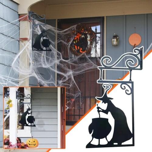 Metal Vintage Witch Shape Cast Iron Garden Corner Sign Mysterious Witch Statue Witch Decorative Figures Ghosts Doorframe Decor