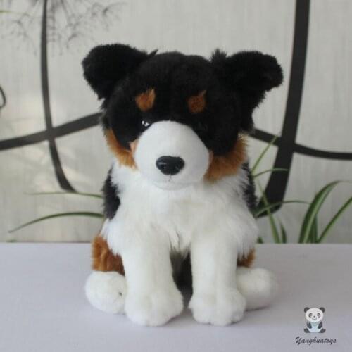 Lovely Real Life Plush Hillotti Collie Dolls Toy Soft Stuffed Animal Dogs Model Kids Birthday Gifts Store
