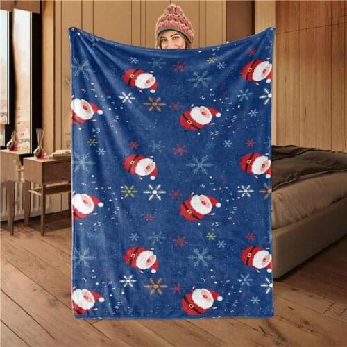 Cute Santa Claus 3D Printing Plush Fleece Sherpa Blanket Adult Kids Fashion Soft Quilts Home bedding Office Washable Nap Blanket