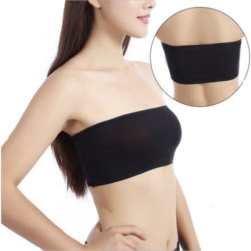 Fashion New Fashion Sexy Bra Tube Tops Underwear Women Black Solid Seamless Bandeau Top Crop Bra Ladies Brand Intimates Clothes