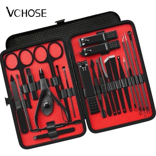 7-23pcs Nail Clippers Set Stainless Steel Manicure Cutter Kits Nail Scissors Trimmer Portable Manicure Clipper Tool Makeup Set