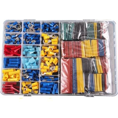 558pcs Heat Shrink Tube Sleeving Kit Set Car Wire Electrical Terminals Crimp Connectors with Plastic Box
