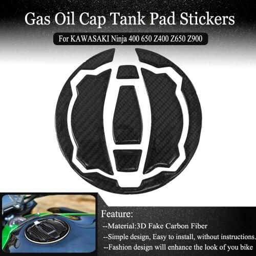 Gas Cap Stickers For KAWASAKI Ninja650 Ninja400 Z 400 650 900 Z400 Z650 Z900 Motorcycle Carbon Fiber Fuel Tank Pad Decals Cover