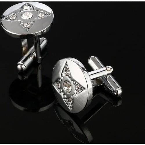 One Pair Cufflinks men jewelry new 2016 high quality stainless steel cuff links luxury mens Crystal Jewelry Free Shipping
