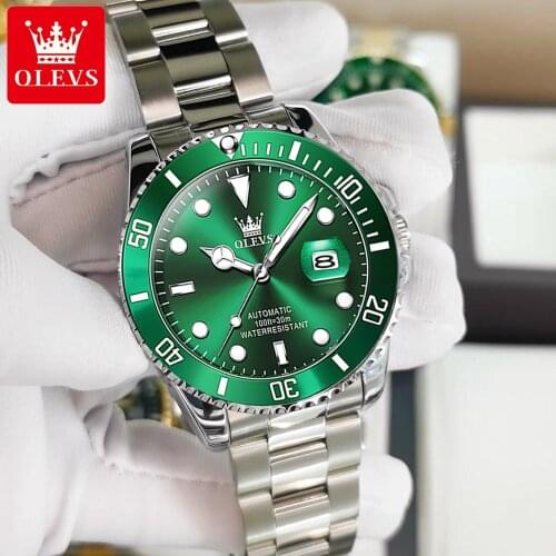 OLEVS 2021 Top Brand Automatic Fashion Mens Hand Mechanical Watch 30ATM Stainless Steel Waterproof Date Clock Sports Watch 6650