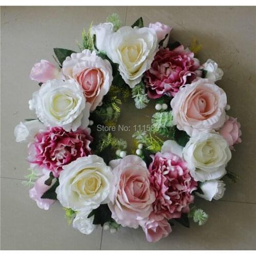 Wedding table centerpiece candle stick flower Artificial Decorative Flowers Wreaths Wedding Silk Rose Flowers Wreath Crown