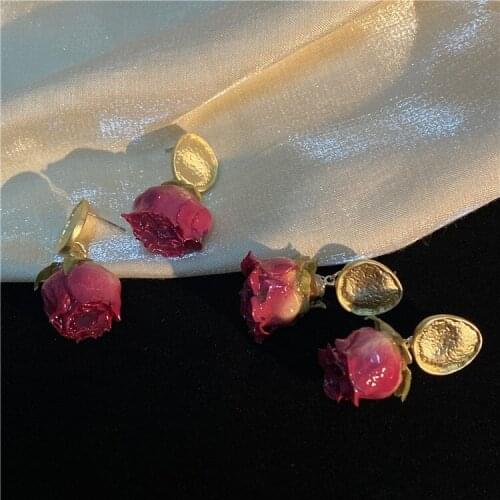 Vintage earrings flowers minority design vintage harbor style eternal life flower earrings super immortal earrings 925 sliver