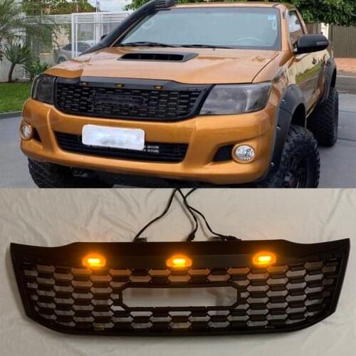 AUTO EXTERIOR PART MODIFIED FRONT ABS MESH MASK TRIMS COVER RACING GRILLE GRILLS FIT FOR HILUX VIGO 2012-2014 GRILL PICKUP CAR