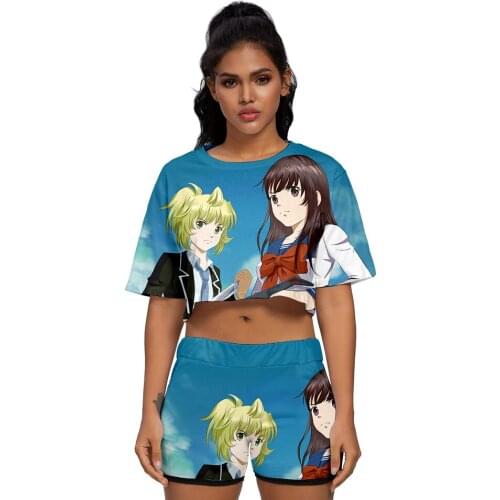 Sky Invasion Summer Cotton Soft Short Trousers Suit Casual Two Piece Set Lady Print Sets Suit High Waist Short Pant suit