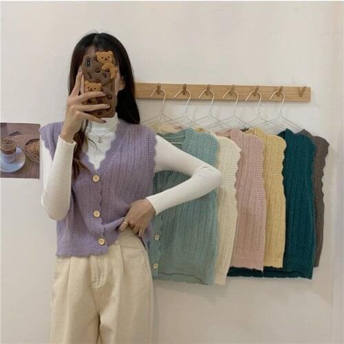 Plus Size Autumn Korean Casual Women Sweater Vest Female Loose Knitted Waistcoat Chic Sweater Tops Women Clothes