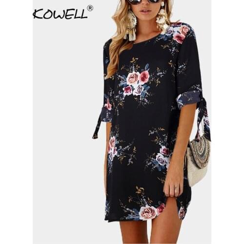 Female Floral Print Mini Dress Plus Size Straight Casual Sundress 2018 Boho Women Summer Half Sleeve O-neck Boho Dress