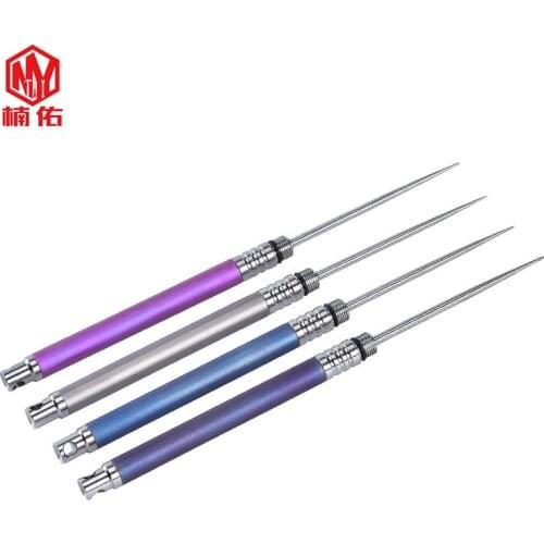 1PC Portable EDC Pure Titanium Toothpick With Toothpick Holder Fruit Fork Outdooer Self-defense Tool Keychain Key Ring Pendant
