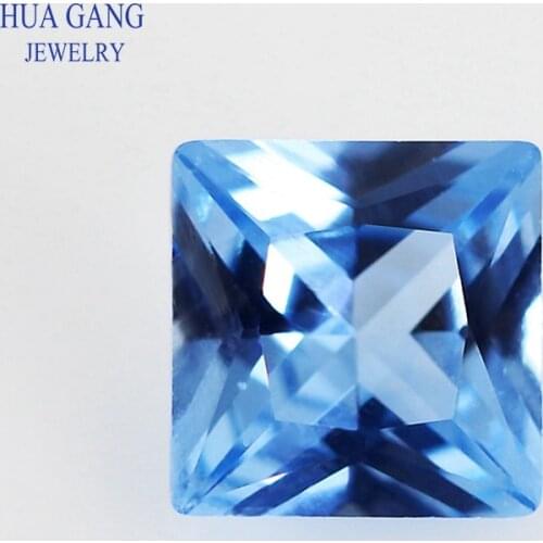 108# Blue Square Shape Princess Cut Synthetic Spinel Stone For Jewelry Size 2x2mm~10x10mm