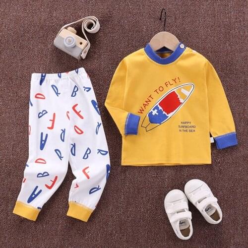 2020 Autumn Sleepwear Kids Pajamas for Boy and Girls Cartoon Child Night Wear Suit WT90