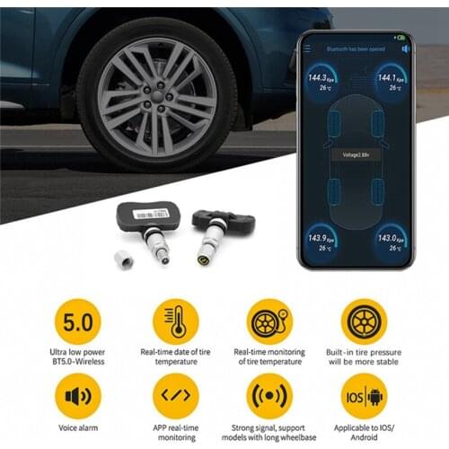 Car TPMS Tire Pressure Monitor BT 5.0 Bluetooth Tire Pressure Alarm Monitoring System For Android/ IOS System
