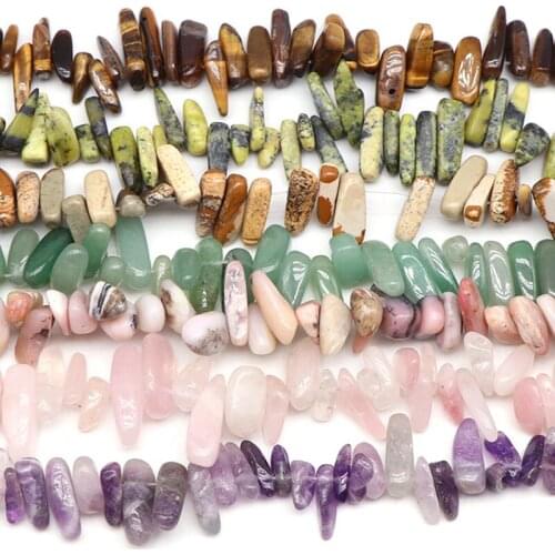 5-8x15-23mm Irregular Natural Stone Beads Loose Amethysts/Pink Opal/Amazonite/Tiger Eye/Rose Quartzs/Green Aventurine Beads DIY