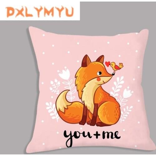 Nordic Cushion Cover Soft Cushion Case Fox Raccoon Hedgehog Printed Throw Pillow Covers for Sofa Animals Plush Pillowcase