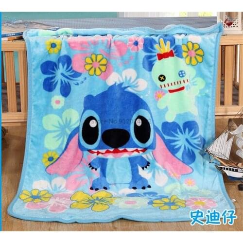Children Stitch Lightning McQueen Spider Man Disney Mickey Mouse Cartoon Print Flannel Throw Blankets on Bed Sofa Crib Plane Car