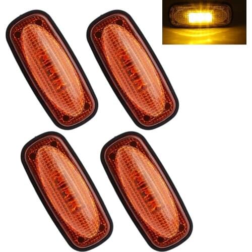 FEEDOPAL 4PCS Amber LED Side Marker Fender Lights Built-in 3 Diodes 12V For Pickup Camper Cab SUV Trailer Heavy Duty Truck