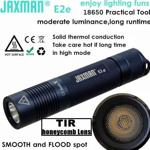 JAXMAN E2e Flashlight with TIR Lens Smooth Spot 18650 Li Ion Battery Torch High CRI SST20 LED