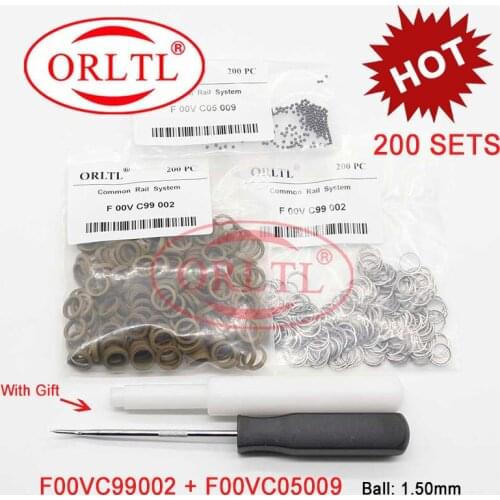 ORLTL F00VC99002 Diesel Injector Valve Repair Kit Ball F00VC05009 1.50mm Fuel Injector Ball Kit for Bosch Sealing Ring