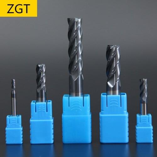 ZGT 1PC Tungsten Steel Milling Cutter End Mill HRC50 4 Flute 6mm 8mm 10mm 12mm 14mm 16mm 20mm Carbide Metal Cutter Milling Tools
