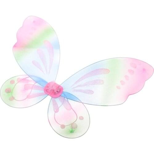Girls Fairy Wing Butterflies Costume Wing Dress Up Wing for Kids Carnival Birthday Party Decoration Accessories (Pink)