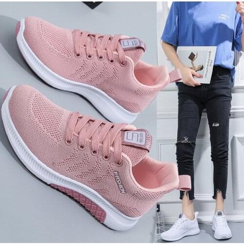 Women Shoes Flats Fashion Casual Sneaker Walking Woman Comfort Lace-Up Mesh Breathable Female Sneakers Zapatillas Mujer Feminino