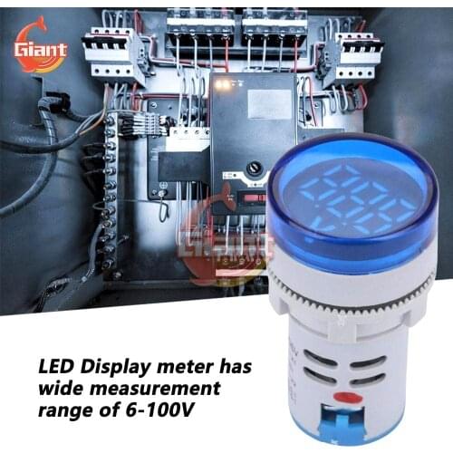 22mm DIY Mini Digital Voltmeter Round DC 6-100V Volt Voltage Tester Meter Monitor Power LED Indicator Pilot Lamp Light Display