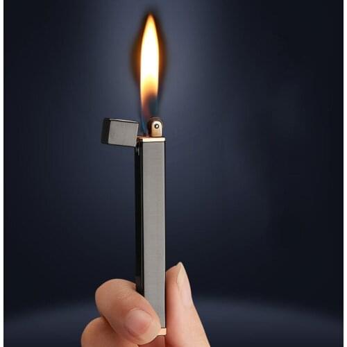 Square Column Shape Mini Grinding Wheel Open Flame Inflatable Metal Long Strip Lighter Portable Smoking Accessories Lighters