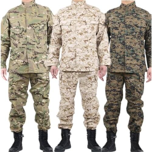 Mens Military Uniform Tactical Clothing Combat Shirt Camouflage Army Militar Soldier Special Forces Coat+Pant Set Maxi XS-2XL