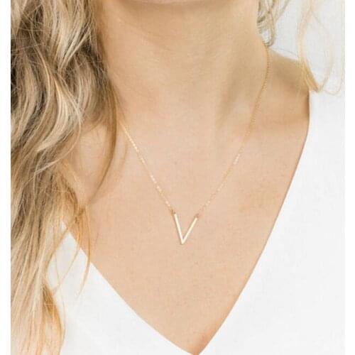 N530 New listing fashion Gothic punk Metal alloy geometry V-Shaped Necklace Exquisite Women Long necklace sweater chain