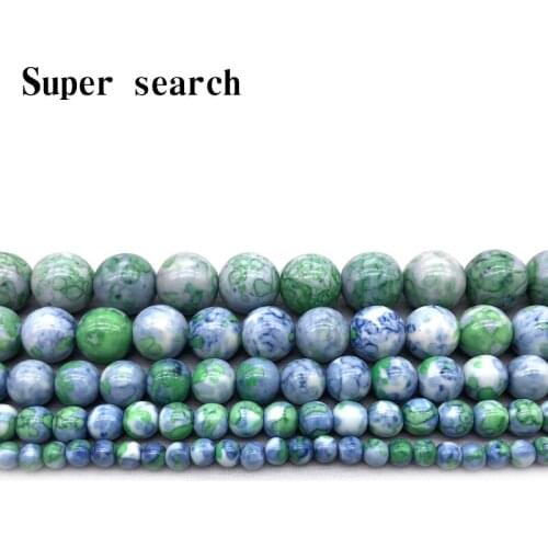 Natural White Blue Green stones Round Loose Beads 15" Strand 4 6 8 10 12MM Pick Size For Jewelry diy Bracelet Woman