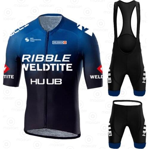 HUUB New Cycling Jersey Set2021 Ribble Weldtite Team MTB Race Cycling Clothing Short Sleeve Ropa Ciclismo Outdoor Riding Uniform