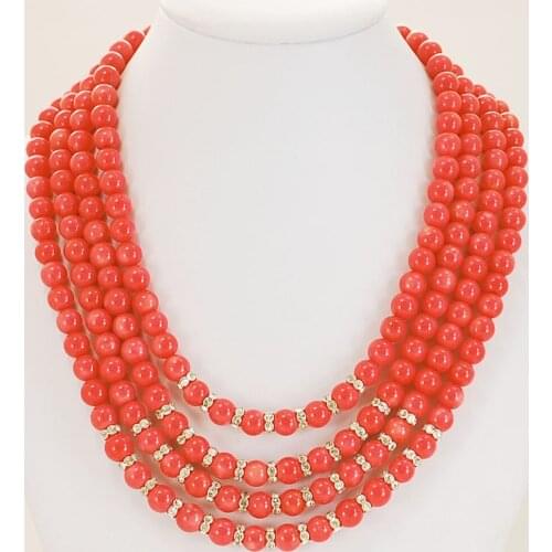 Orange/Pink Coral Huge Heavy Necklace for Wedding