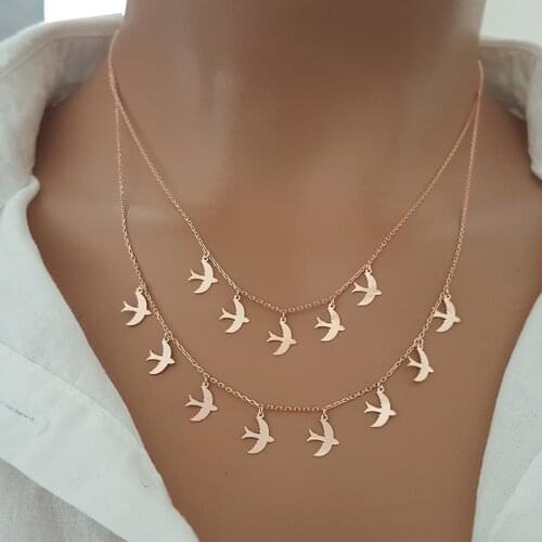 Swallow Necklace Bird Necklace Layer Necklace Double Layer Daily Necklace
