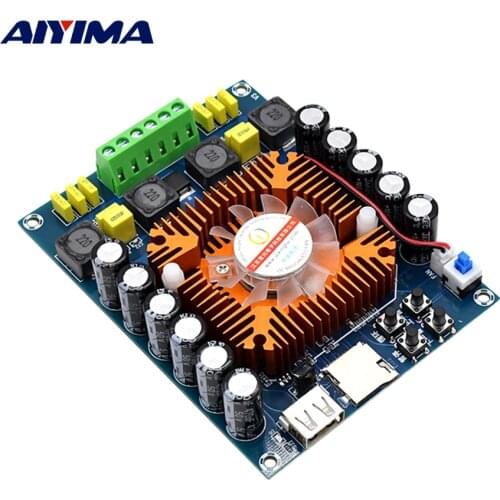 AIYIMA TDA7498E Digital Power Amplifier Board 160Wx2 Stereo Amp Sound Amplifiers Support U Disk TF Card With Remote Control