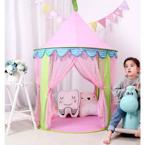 Portable Childrens Tent Dry Pool Wigwam Princess Tent Kids Girl Castle Playhouse Outdoor Garden Kids Folding Beach Tent