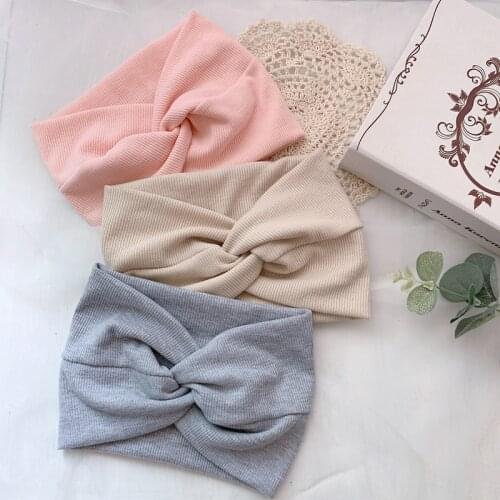 Women Headband Cross Top Knot Elastic Hair Bands Soft Knitted Girls Hairband Hair Accessories Solid Twisted Knotted Wide Turban