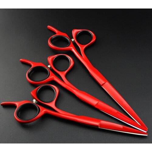 Professional Japan 440c 5/5.5/6 '' Red cut hair cutting scissors haircut barber makas haircutting shears Hairdresser scissors