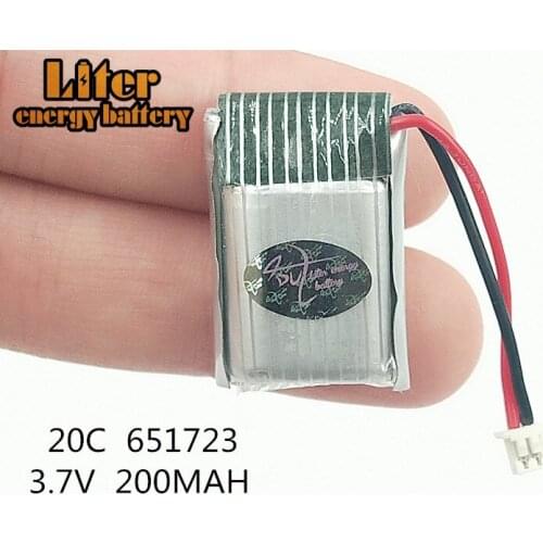 1.25mm Plug 3.7v 200mah 651723 h20 RC Quadcopter Spare parts LIPO Battery 1pcs 25C