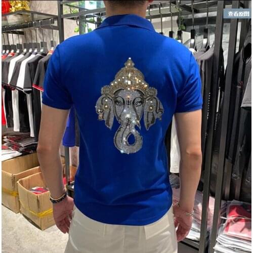 Diamond stone Business Casual Polo Shirt Summer New men Hot drill Polo Shirt High-quality Mens Breathable Short Sleeve