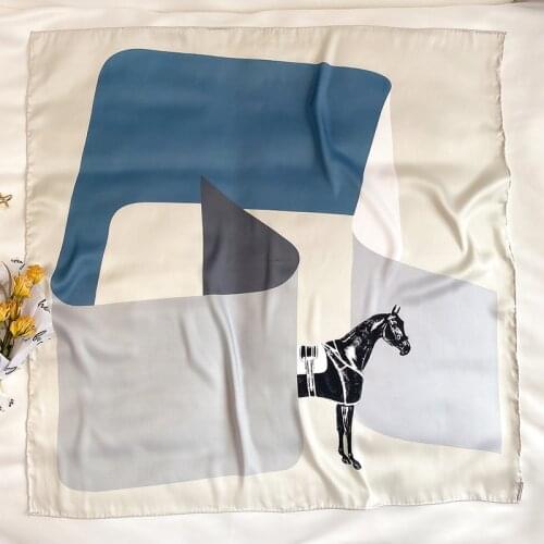 KOI LEAPING new Retro Twill Silk 90 Large Square horse Scarf Women Scarf Summer Sunscreen Silk Scarf Shawl girlfriend gift